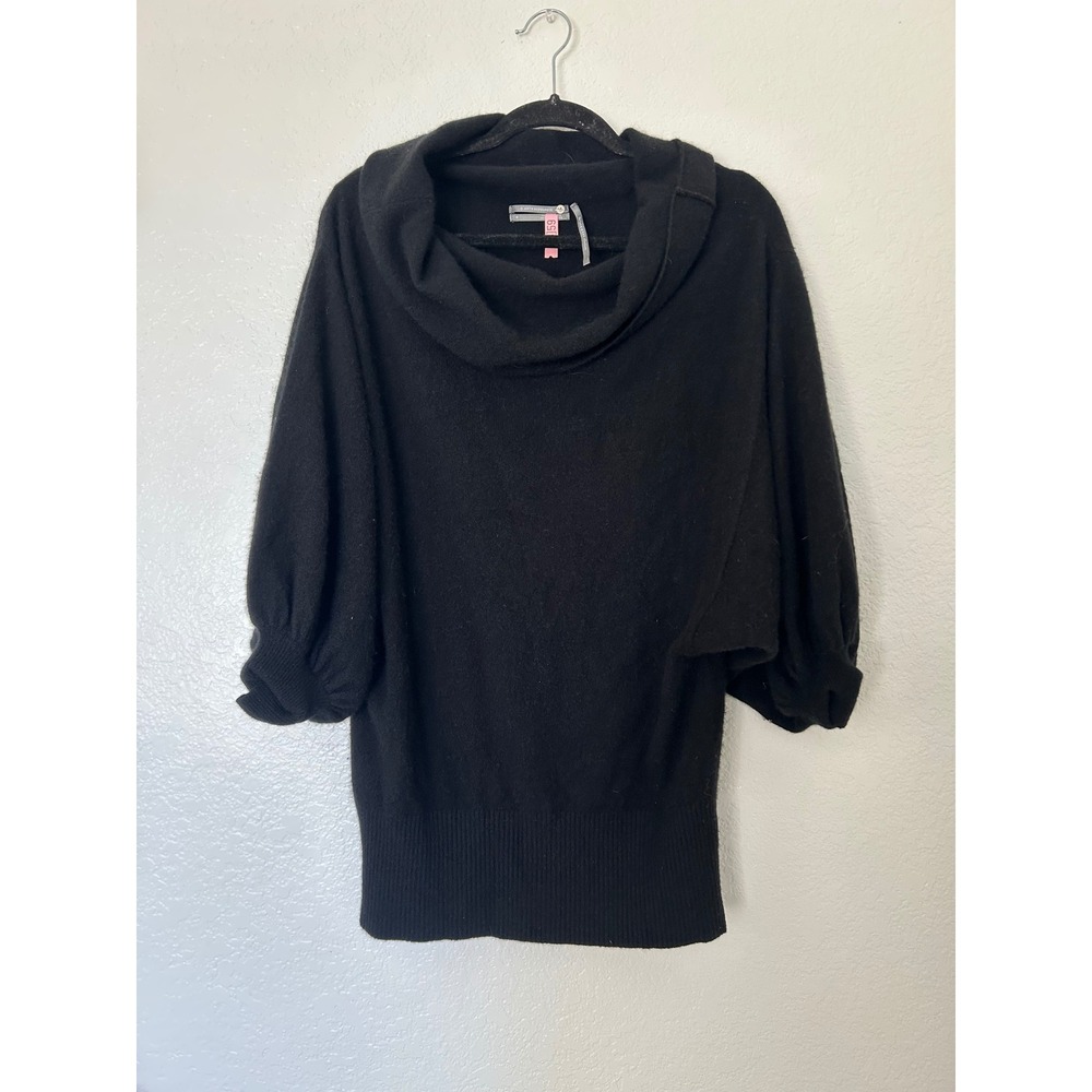 Anthropologie Cashmere Cowl Neck Sweater Black Dolman Sleeve  M Quiet Luxury‎